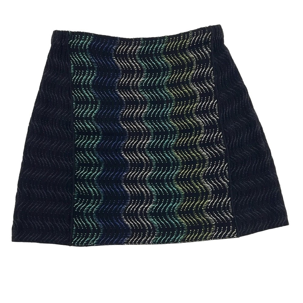 NIC+ZOE mini skirt Black + multi color knit overlay Textured Wave‎ Pattern M